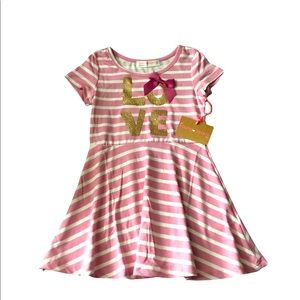 Young Hearts Pink & White Striped A-line Dress size 2T